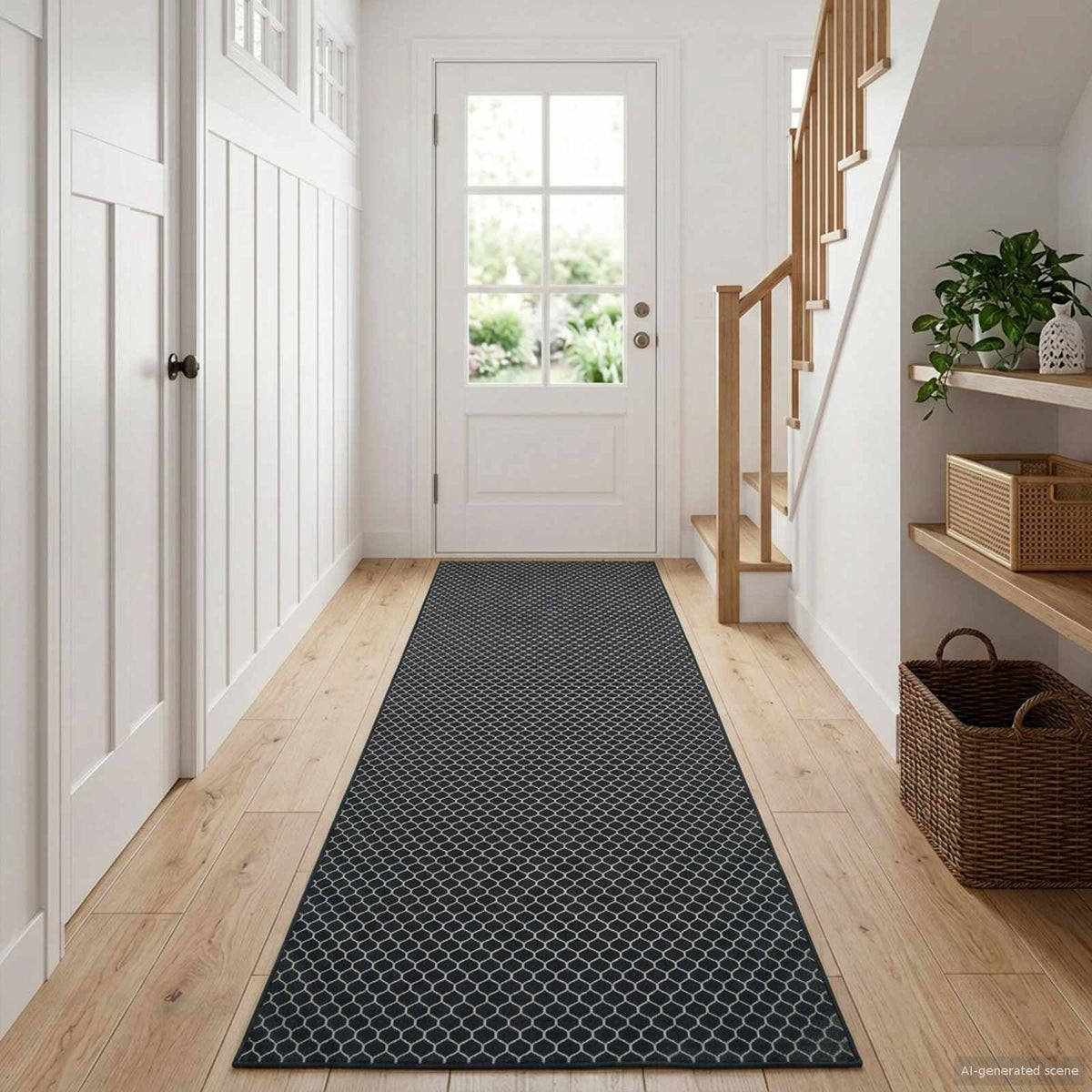 Coureur De Tapis Oriz 1150 Gsm Motif En Maille Noire