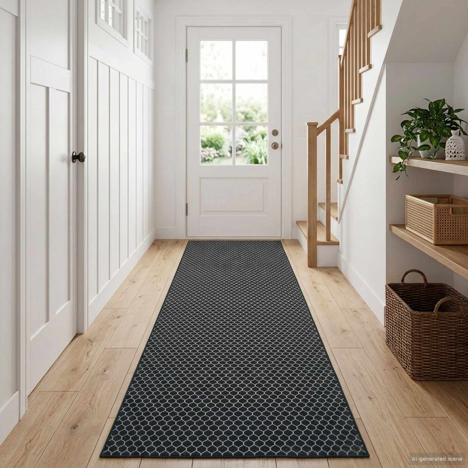 Coureur De Tapis Oriz 1150 Gsm Motif En Maille Noire