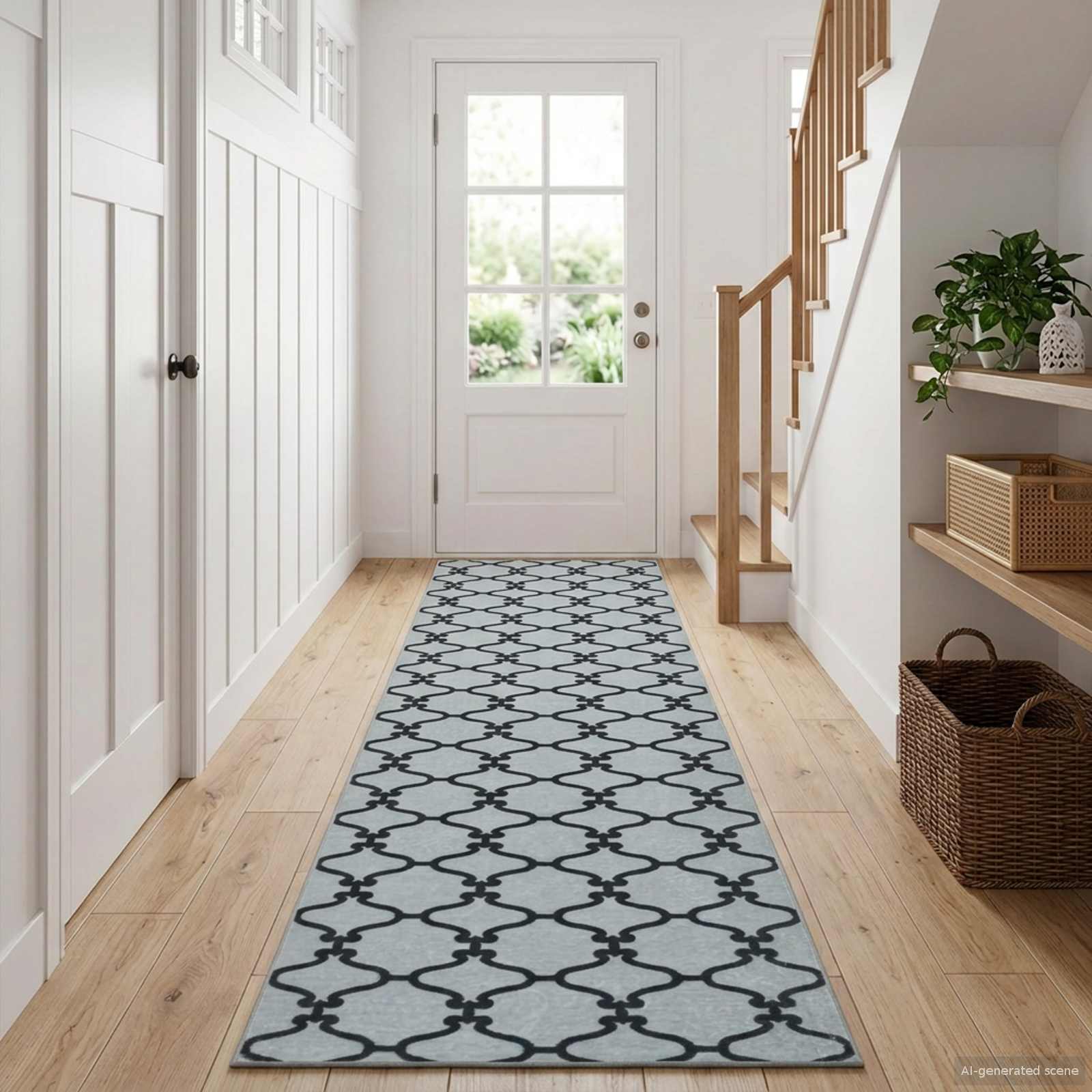 Coureur De Tapis Oriz 1150 Gsm Motif En Maille Noire