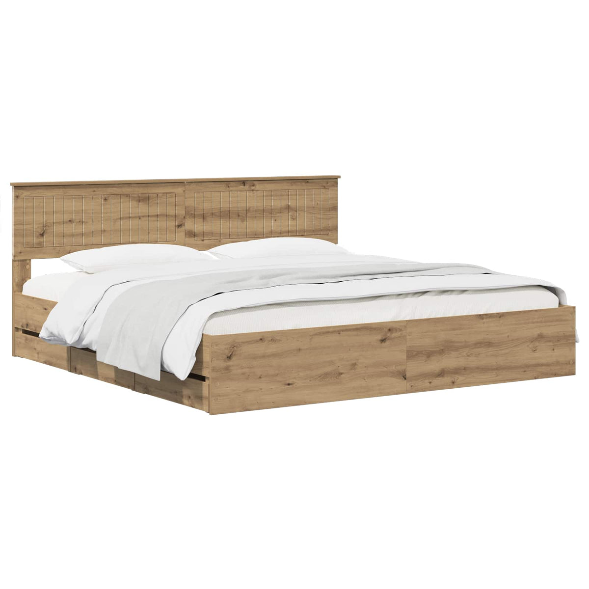 Bed Frame With Storage And Headboard Artisan Oak 180 X 200 Cm