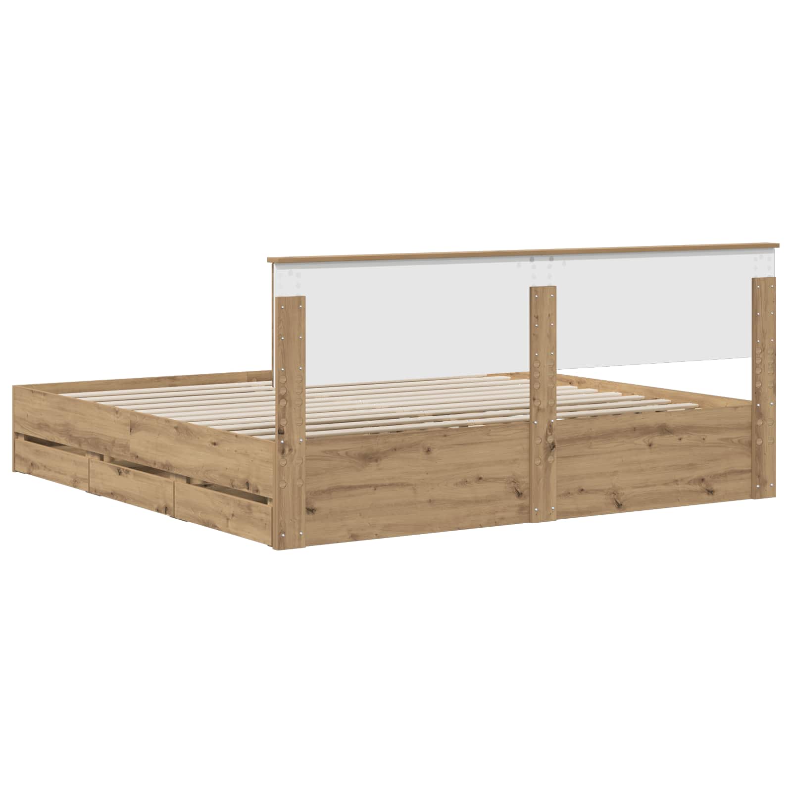 Bed Frame With Storage And Headboard Artisan Oak 180 X 200 Cm