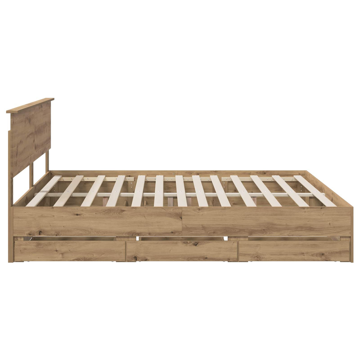 Bed Frame With Storage And Headboard Artisan Oak 180 X 200 Cm