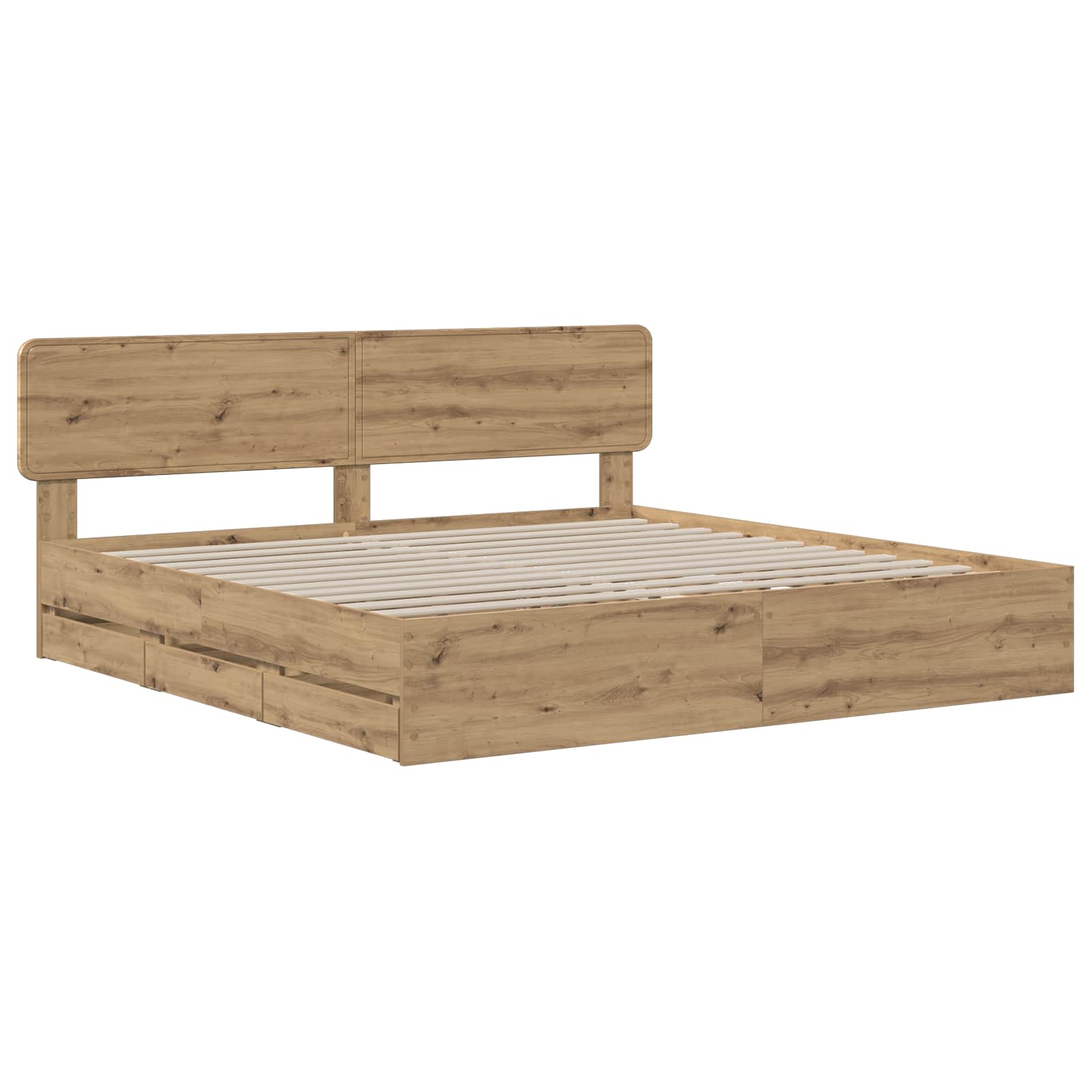 Bed Frame With Storage And Headboard Artisan Oak 180 X 200 Cm