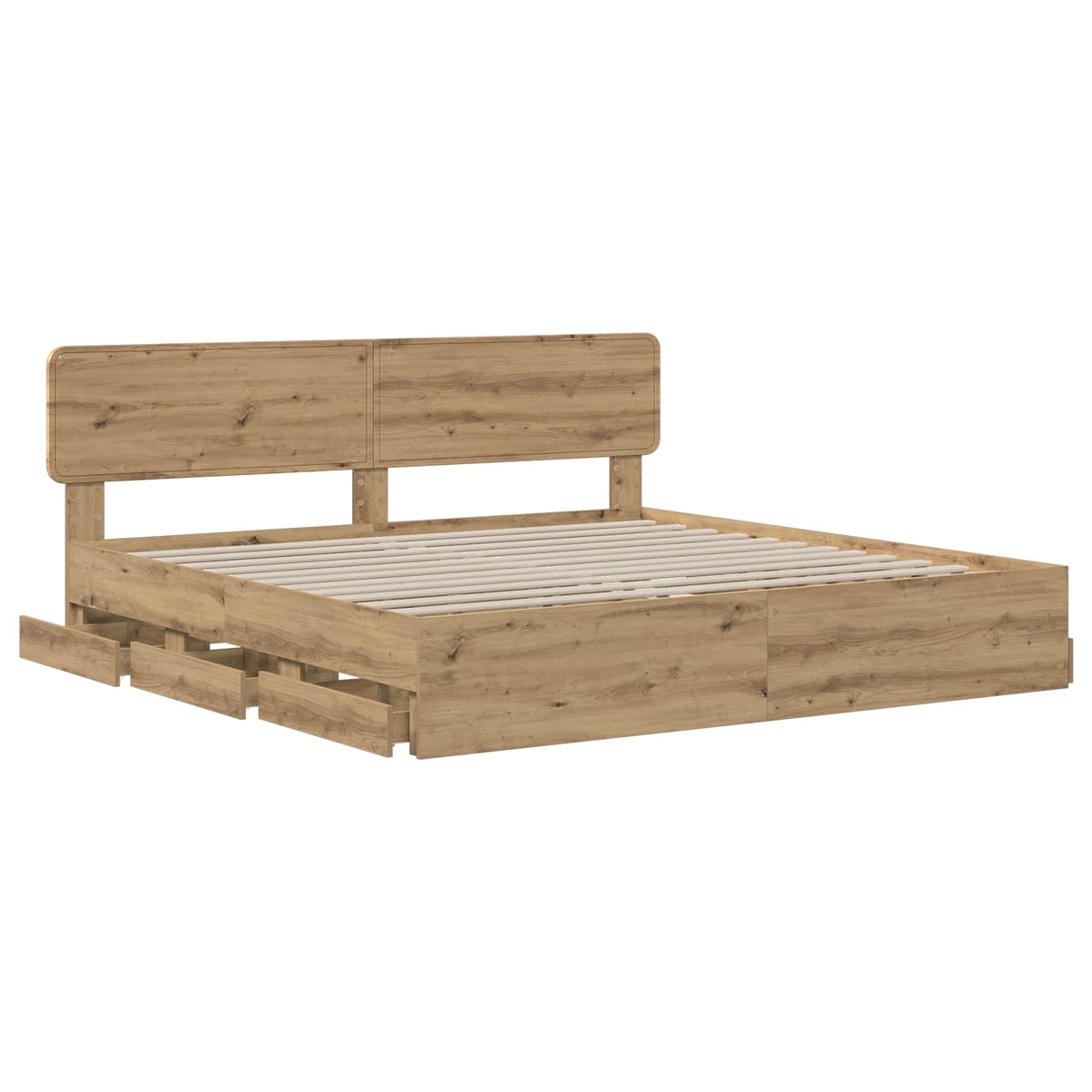 Bed Frame With Storage And Headboard Artisan Oak 180 X 200 Cm