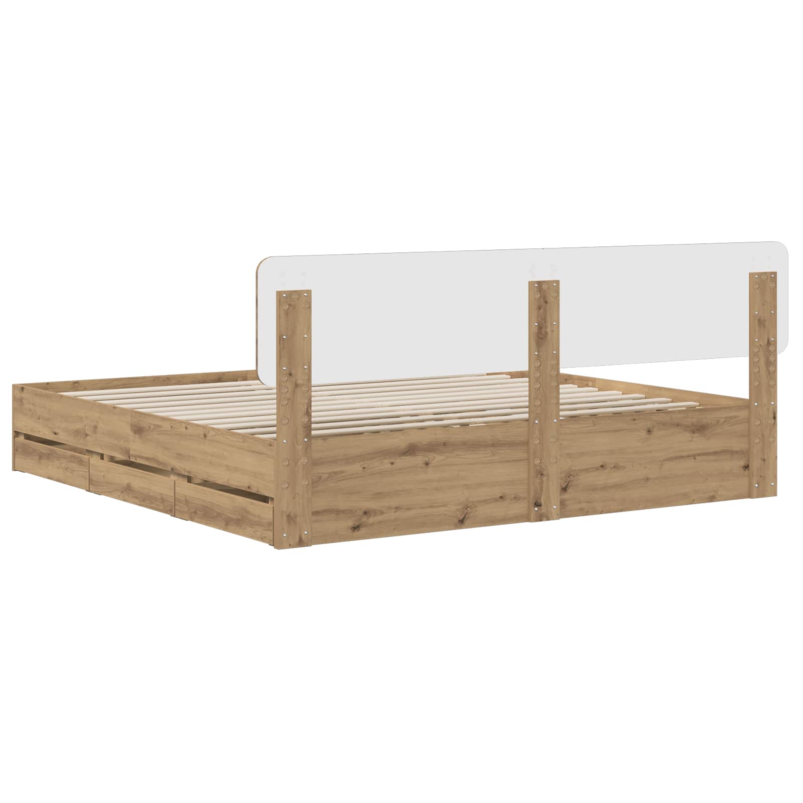 Bed Frame With Storage And Headboard Artisan Oak 180 X 200 Cm