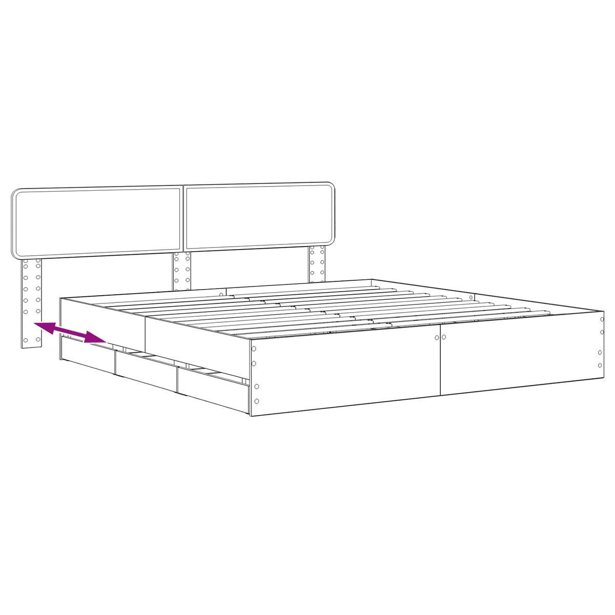 Bed Frame With Storage And Headboard Artisan Oak 180 X 200 Cm