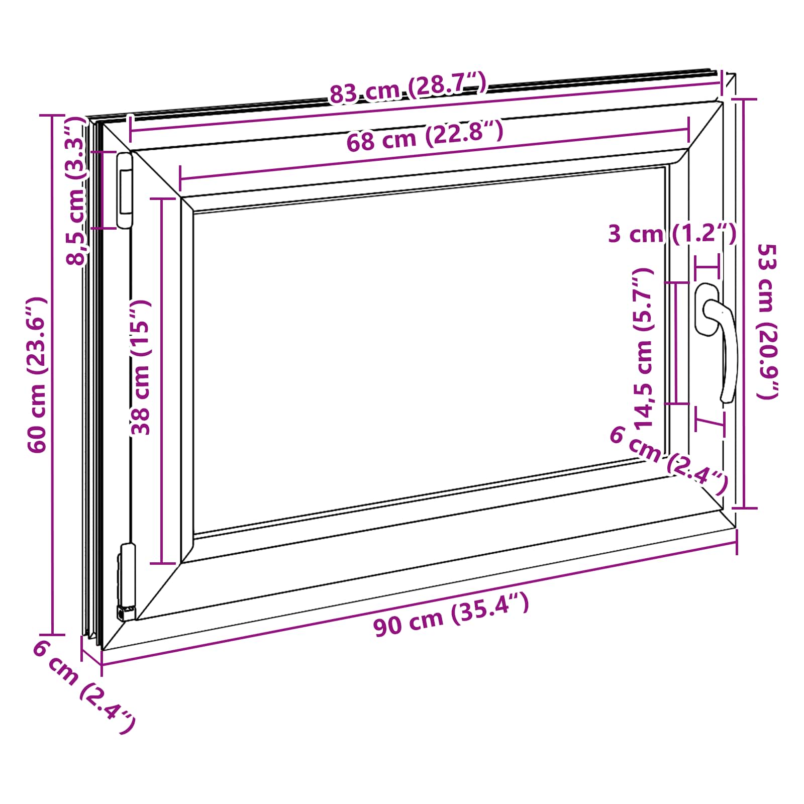 Fenêtre De Sous-Sol Risor 90 X 60 Cm Pvc Et Verre Anthracite