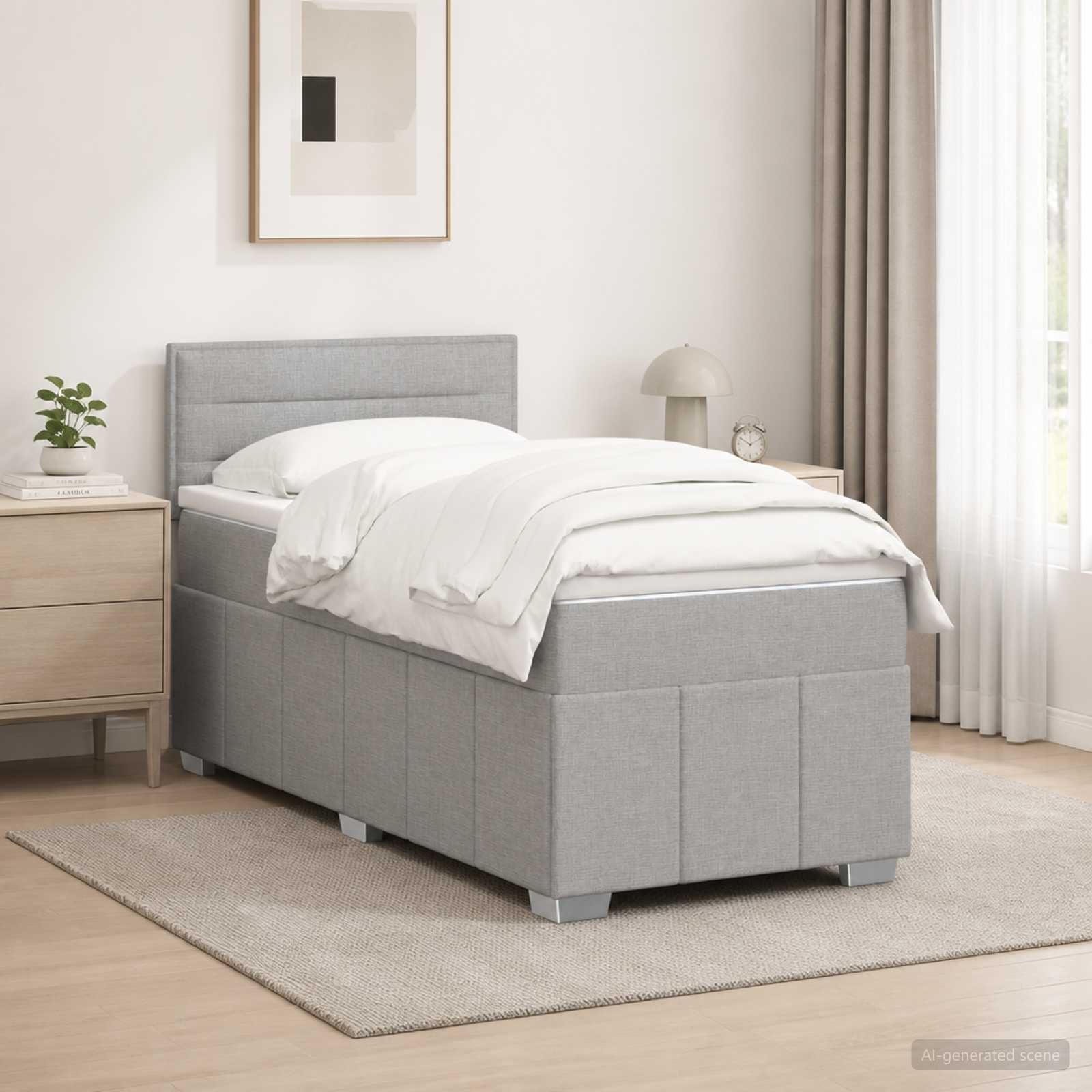 Sommier À Lattes De Lit Avec Matelas 120X200Cm Tissu