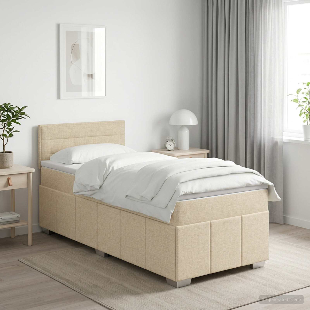 Sommier À Lattes De Lit Avec Matelas 120X200Cm Tissu