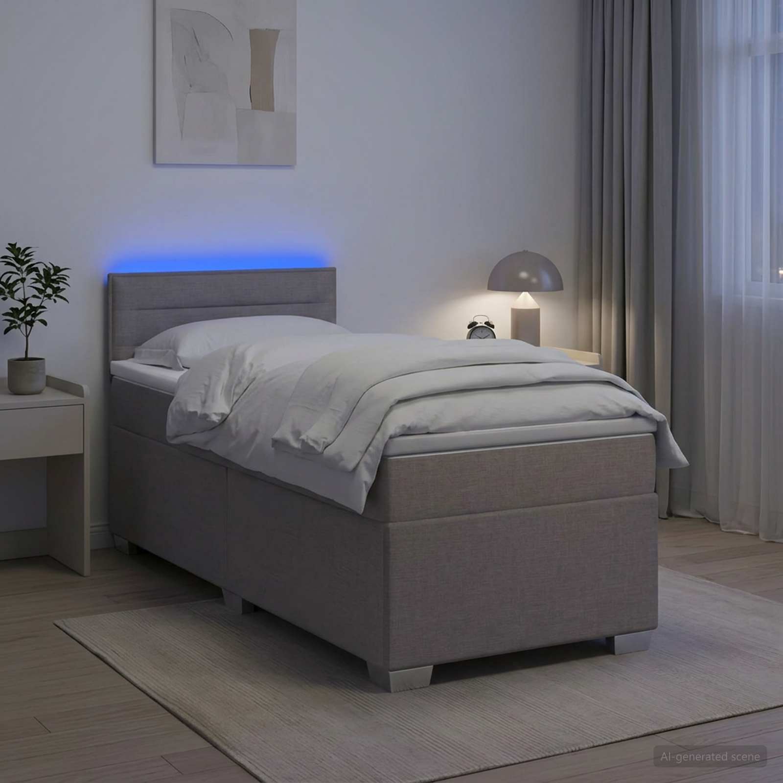 Lit De Box Spring Avec Matelas Et Led Tissu