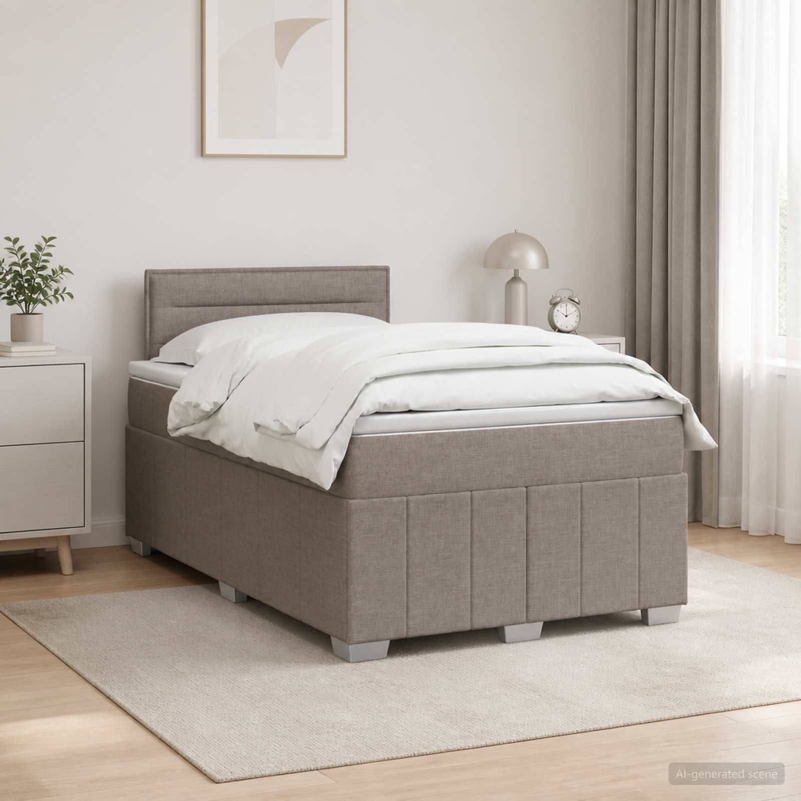 Sommier À Lattes De Lit Avec Matelas 120X200Cm Tissu