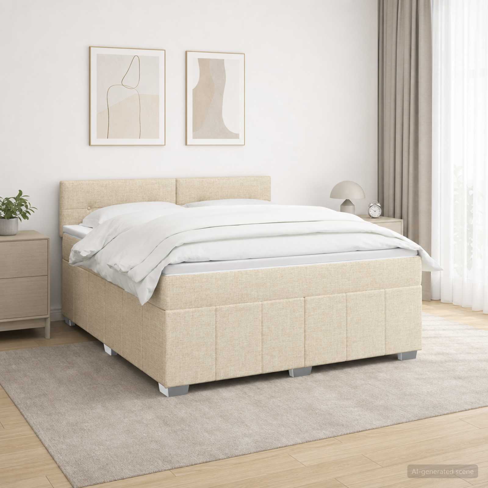 Sommier À Lattes De Lit Avec Matelas 120X200Cm Tissu