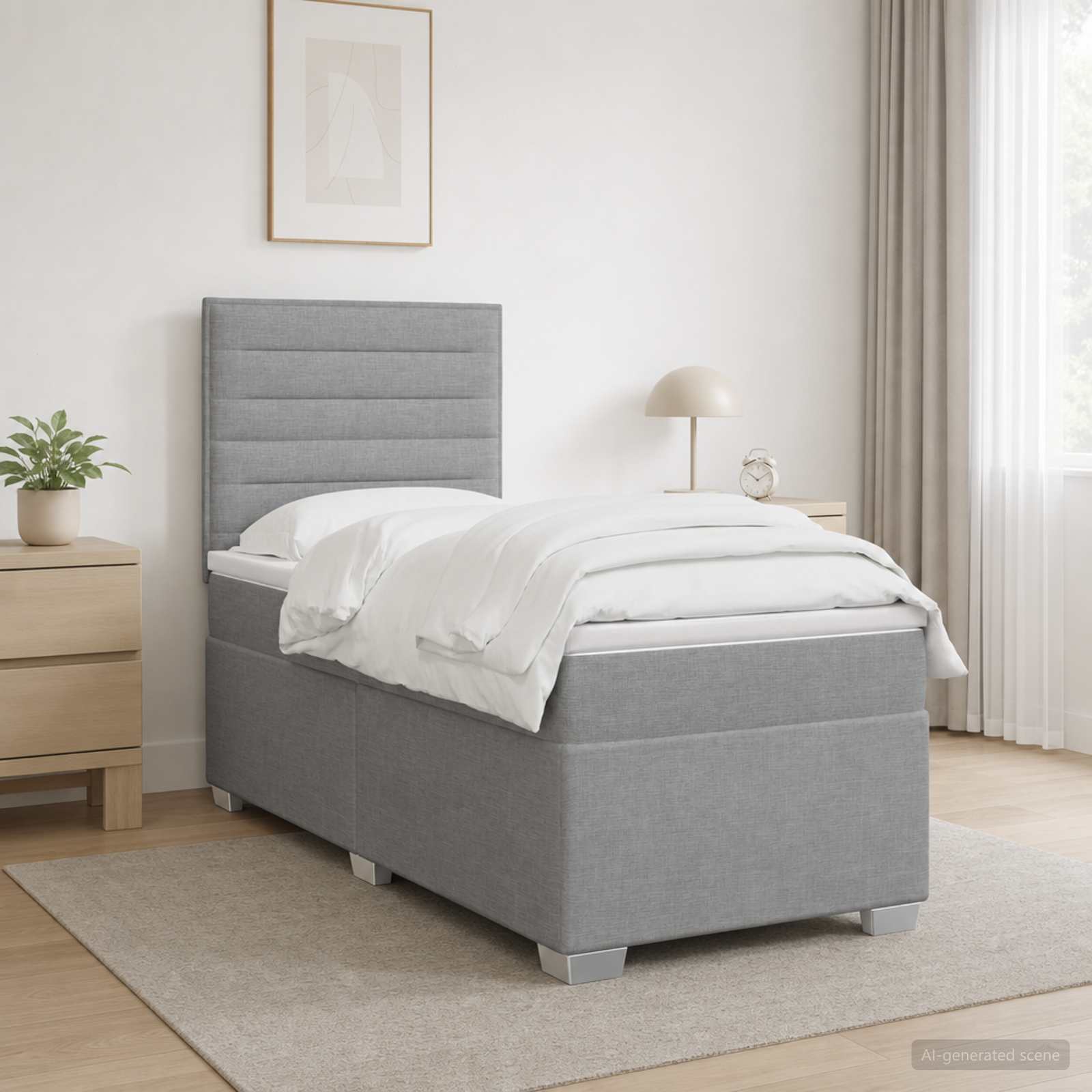 Lit Boxspring Avec Matelas Tissu