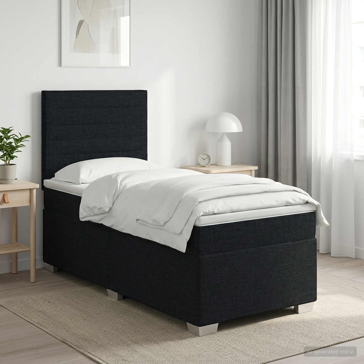 Lit Boxspring Avec Matelas Tissu