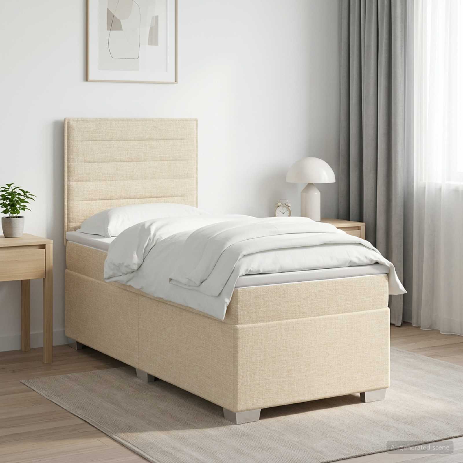 Lit Boxspring Avec Matelas Tissu