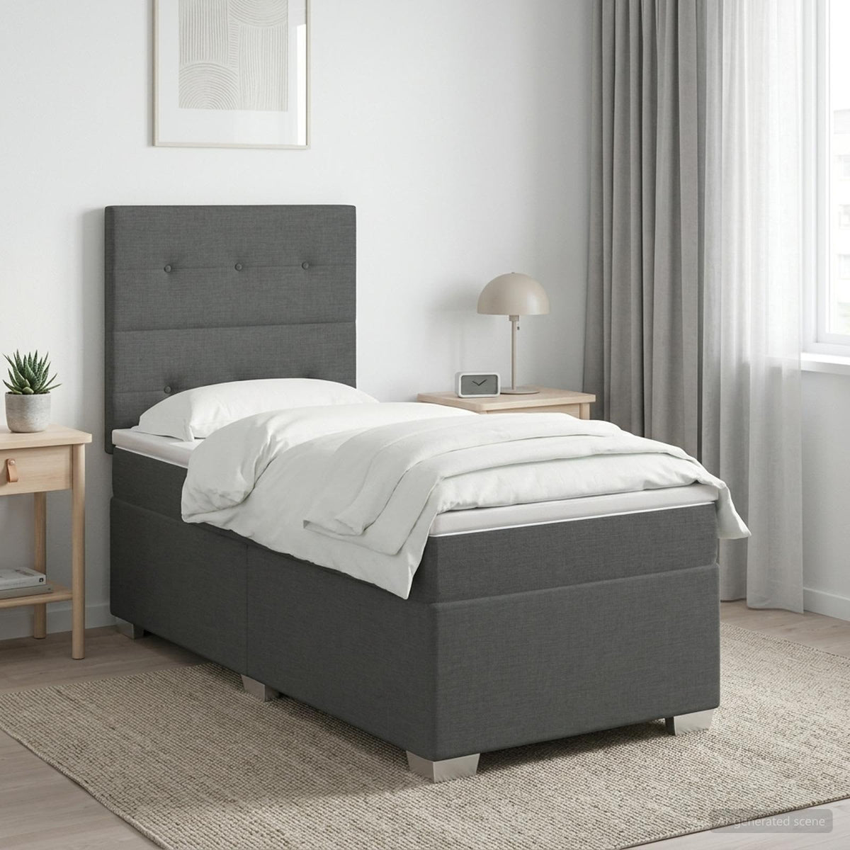 Lit Boxspring Avec Matelas Tissu