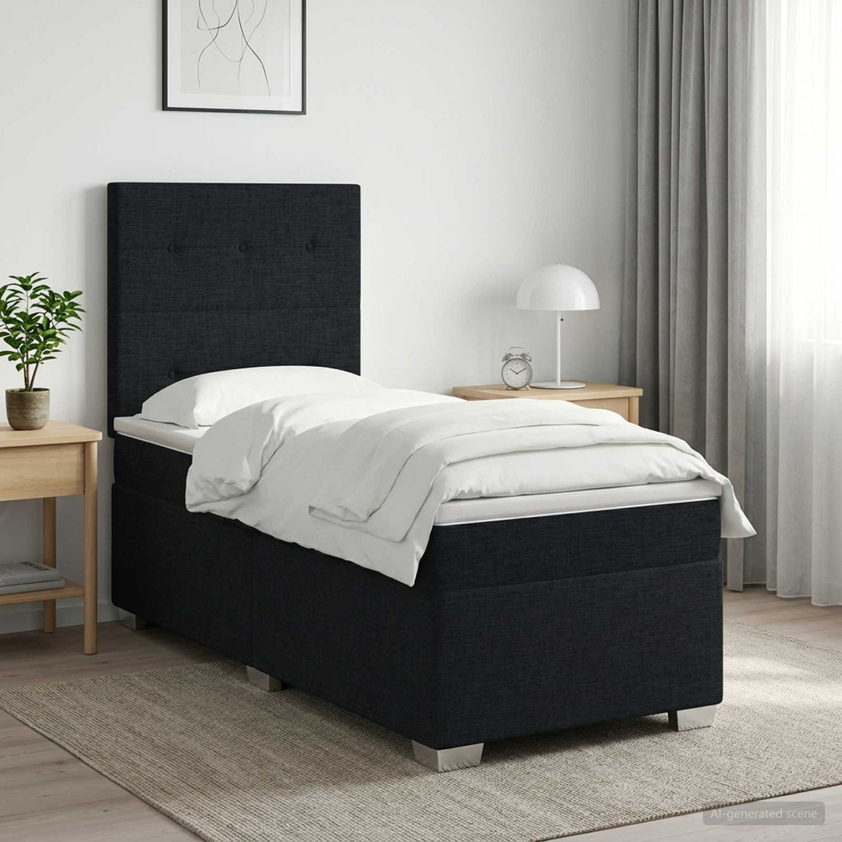 Lit Boxspring Avec Matelas Tissu