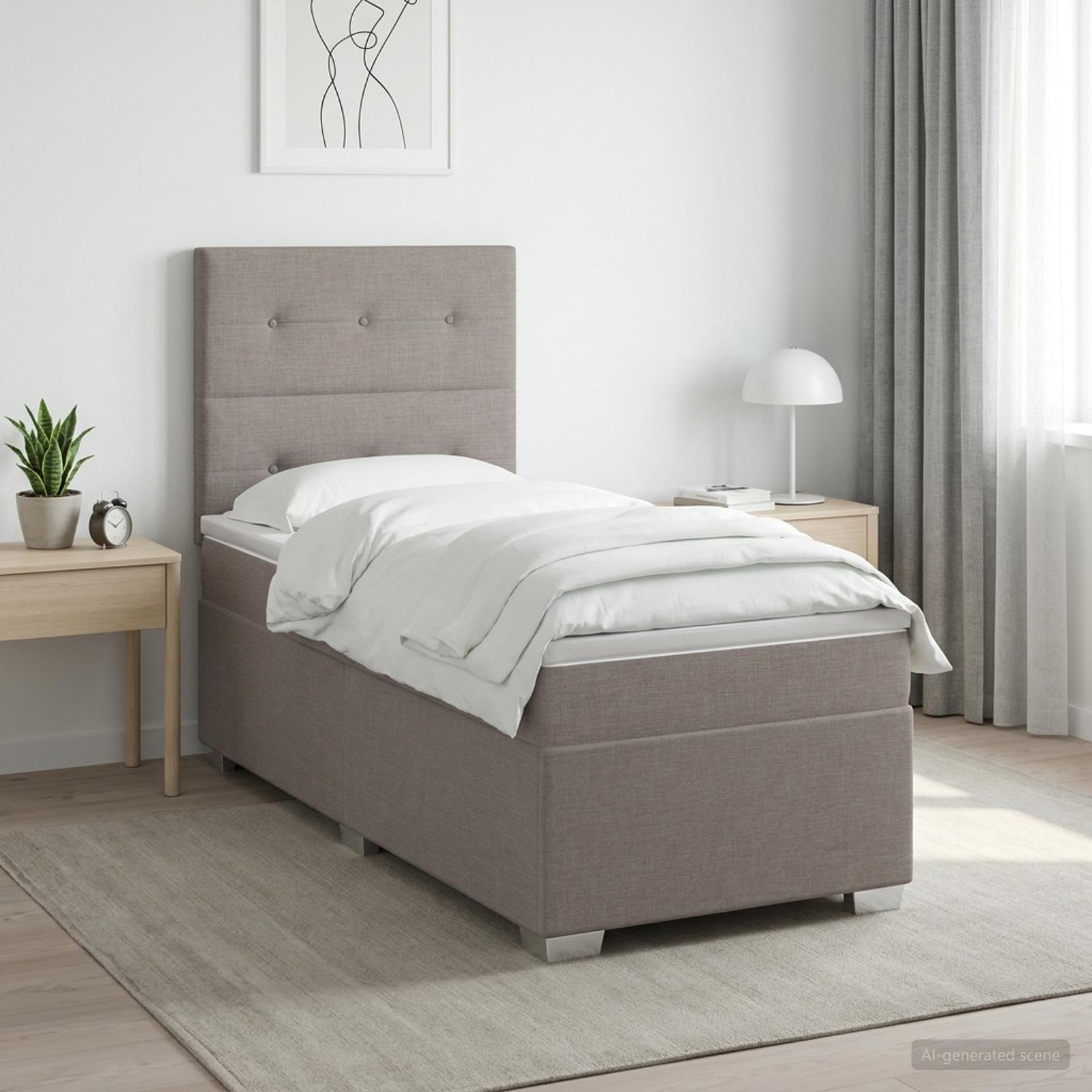 Lit Boxspring Avec Matelas Tissu
