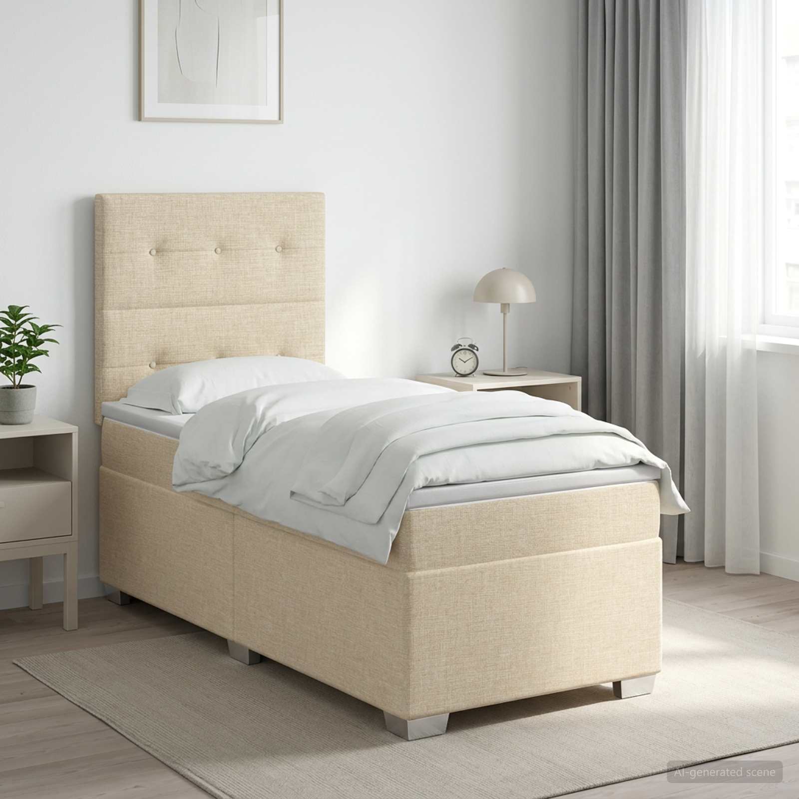 Lit Boxspring Avec Matelas Tissu