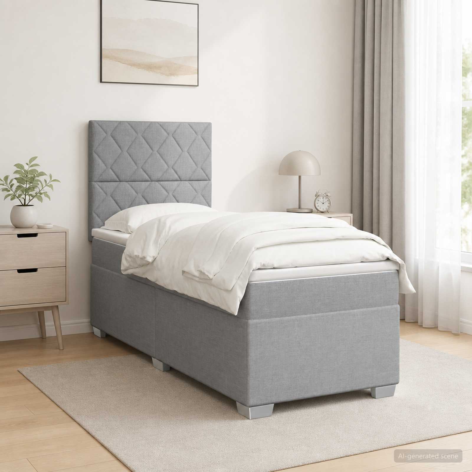 Lit Boxspring Avec Matelas Tissu