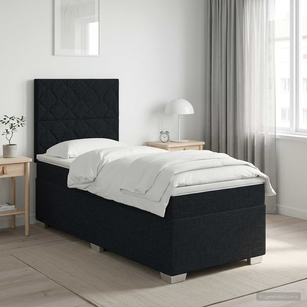 Lit Boxspring Avec Matelas Tissu