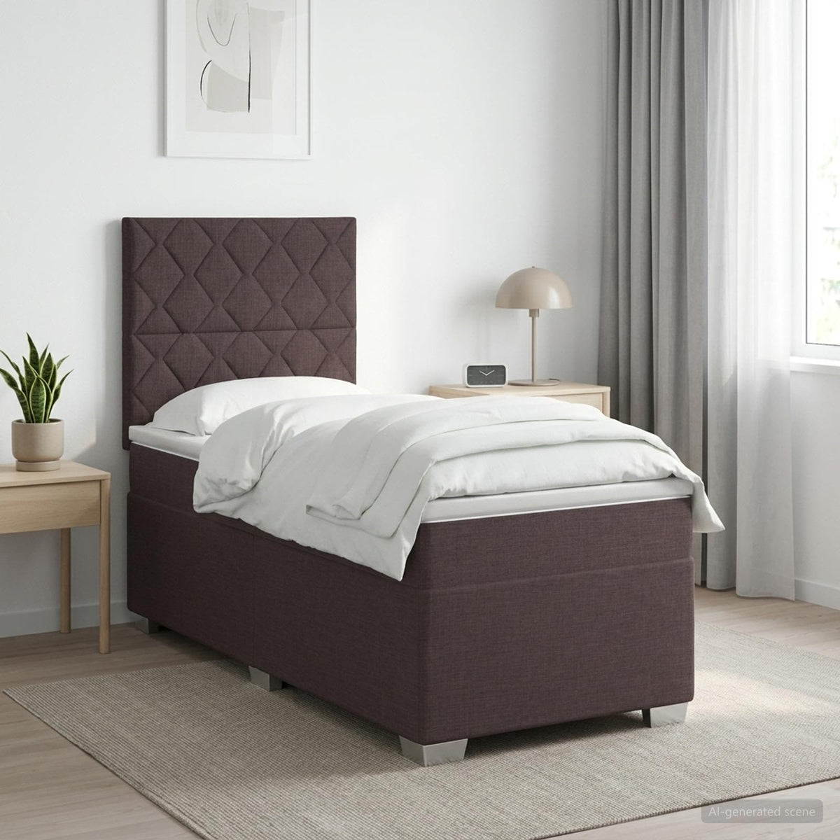 Lit Boxspring Avec Matelas Tissu