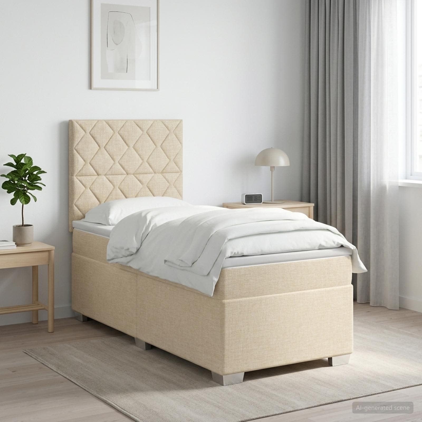 Lit Boxspring Avec Matelas Tissu