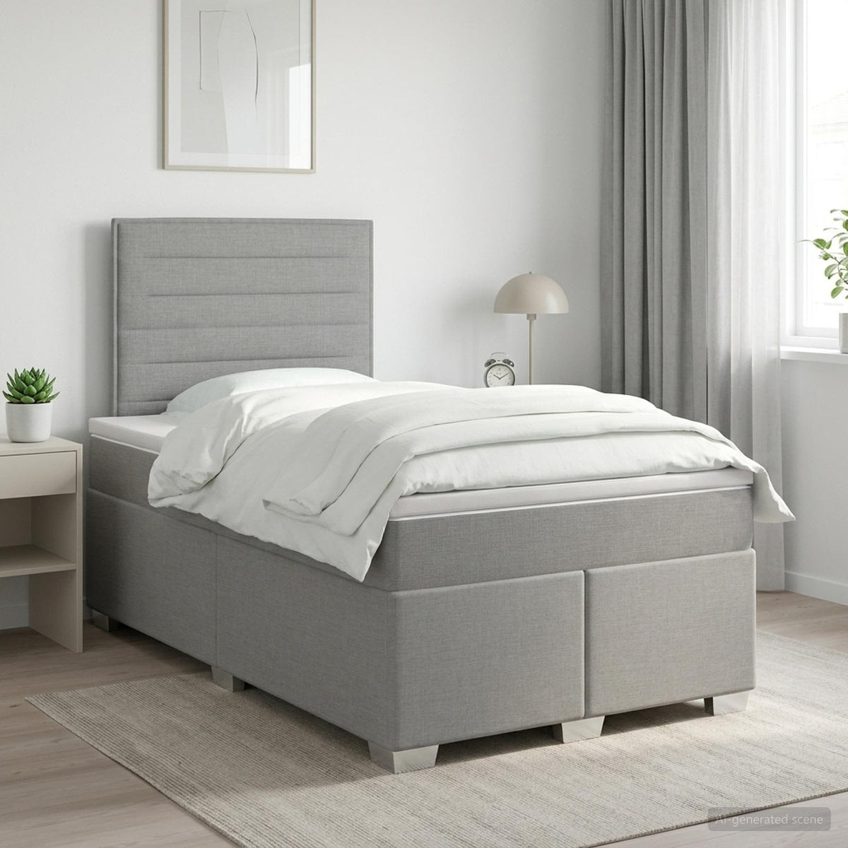 Lit Boxspring Avec Matelas Tissu