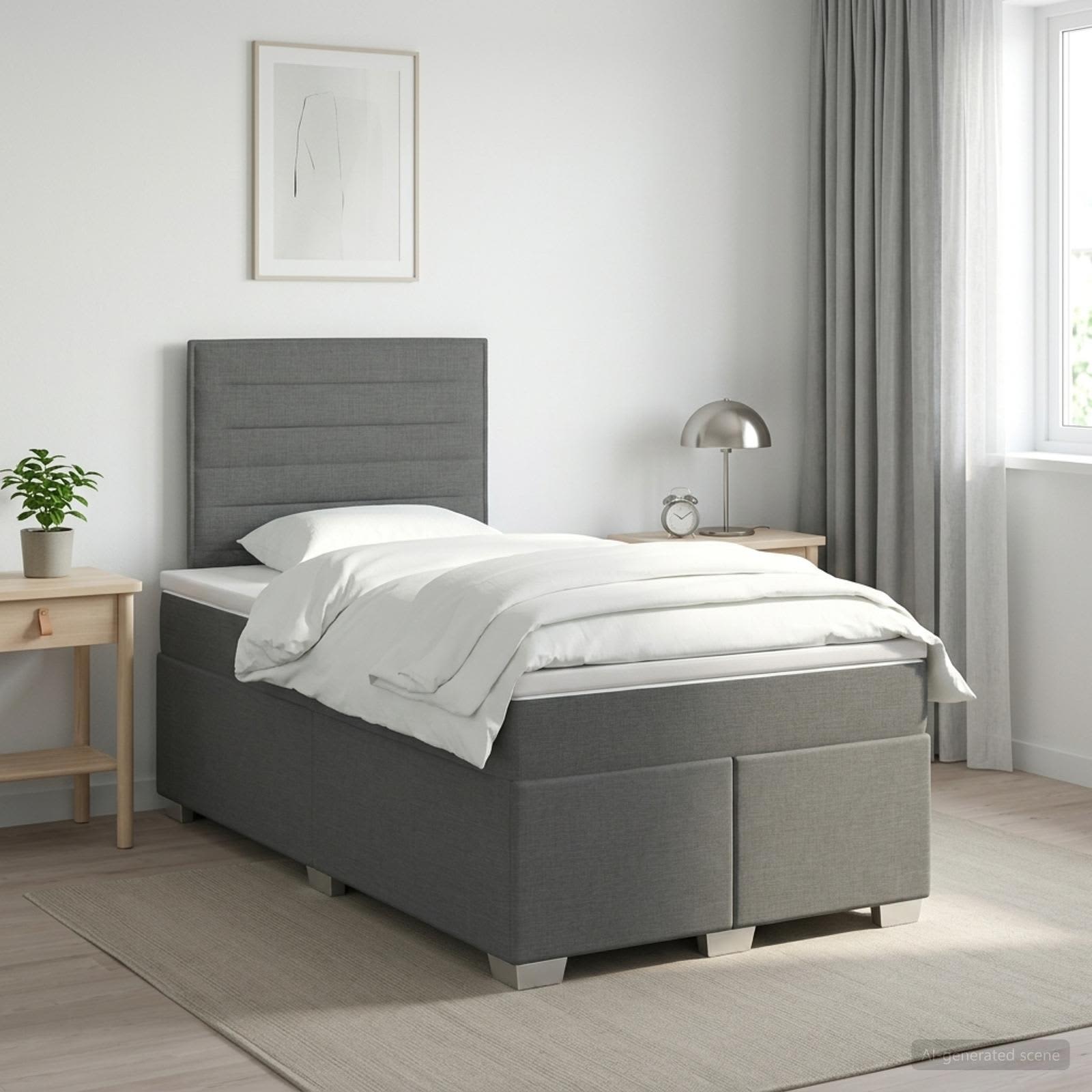 Lit Boxspring Avec Matelas Tissu