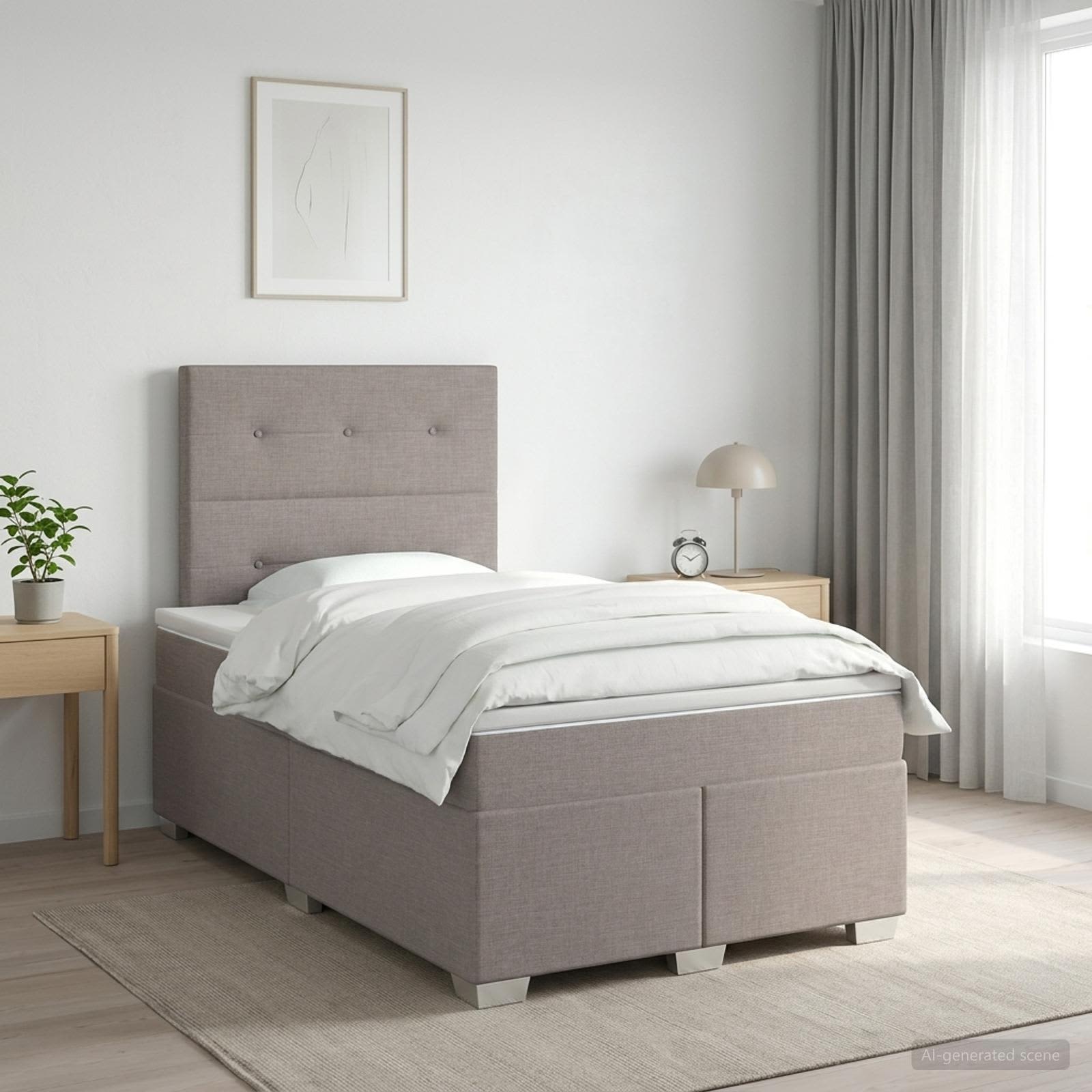 Lit Boxspring Avec Matelas Tissu