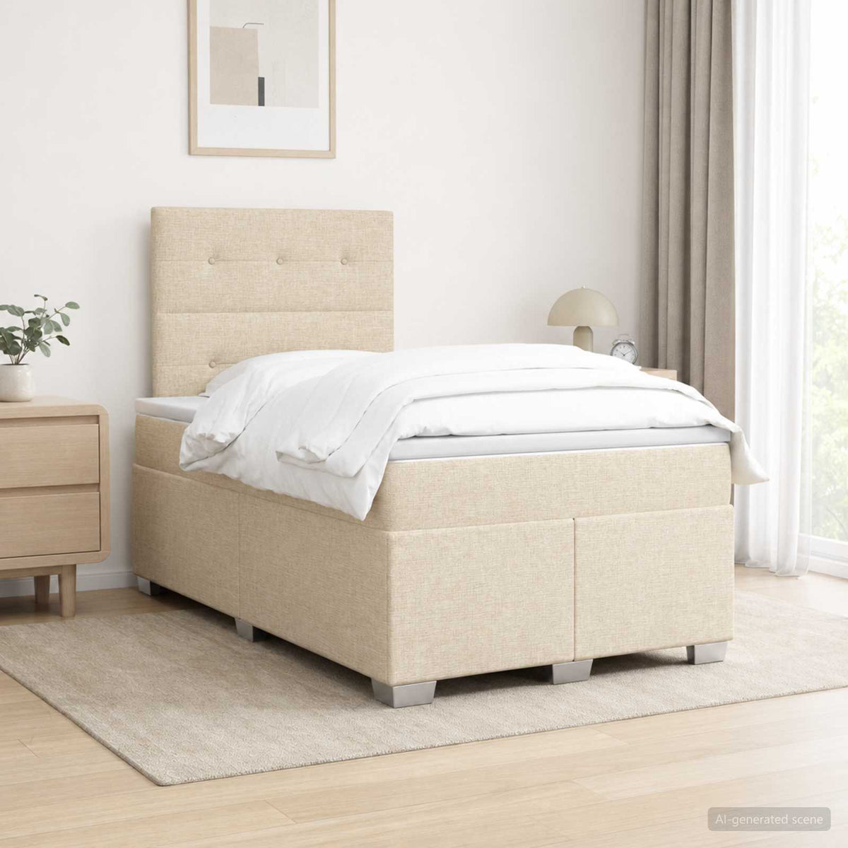 Lit Boxspring Avec Matelas Tissu