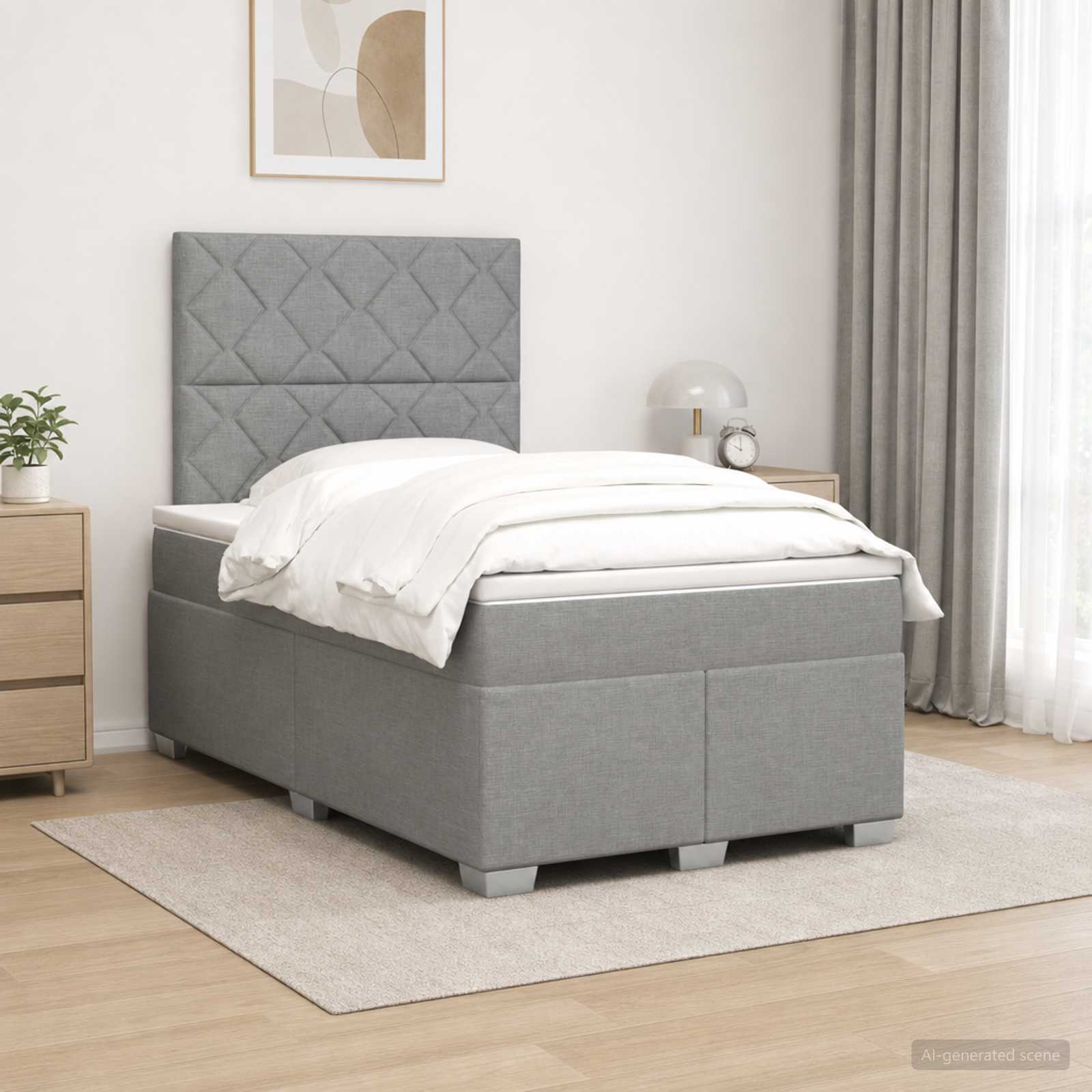 Lit Boxspring Avec Matelas Tissu