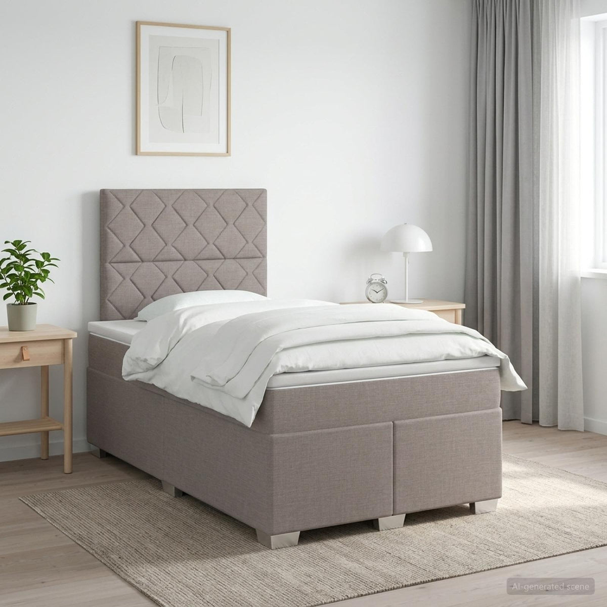 Lit Boxspring Avec Matelas Tissu