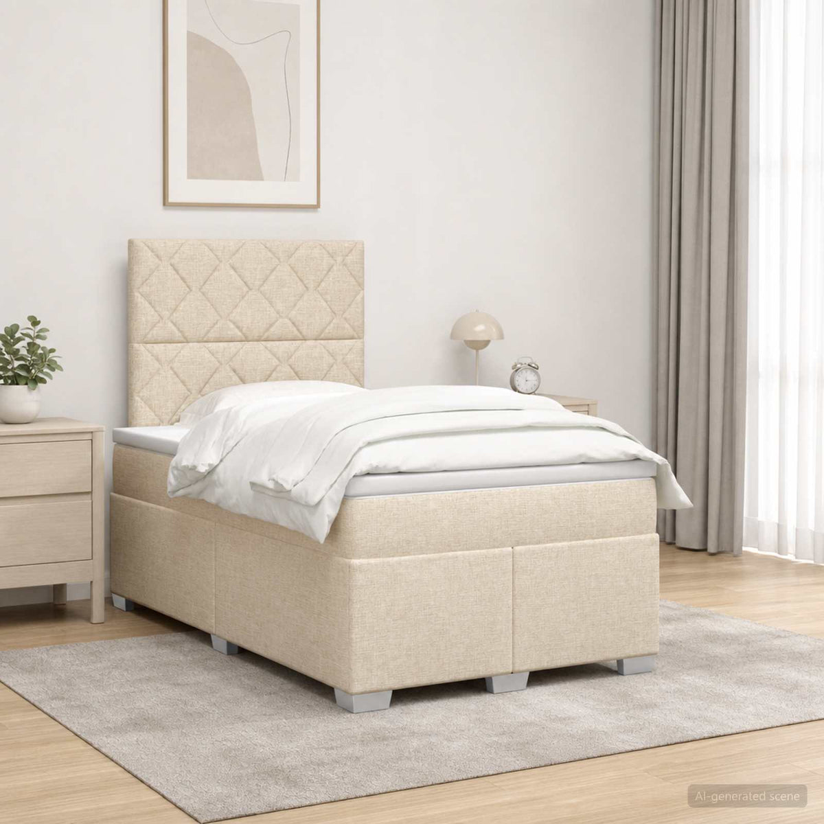 Lit Boxspring Avec Matelas Tissu