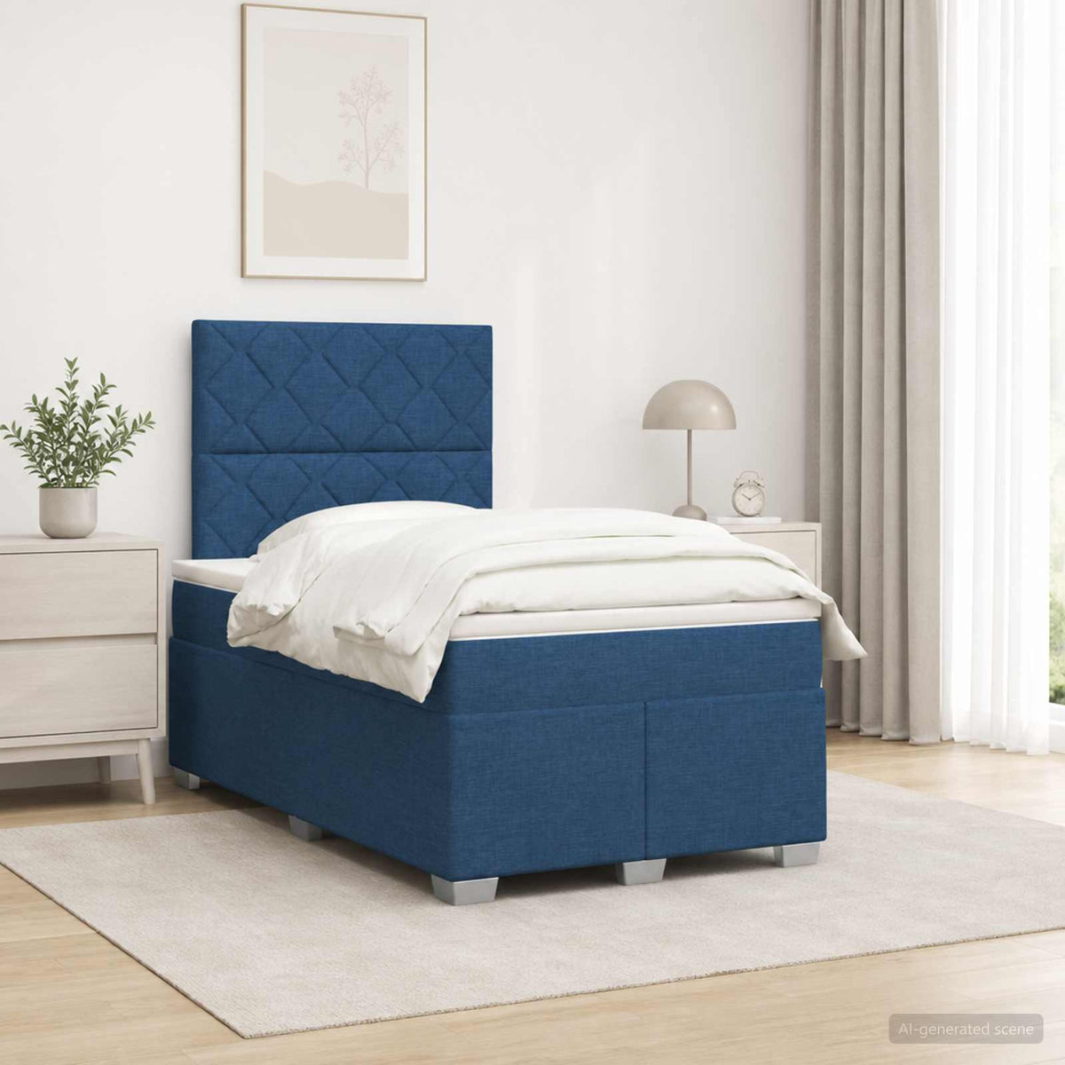 Lit Boxspring Avec Matelas Tissu