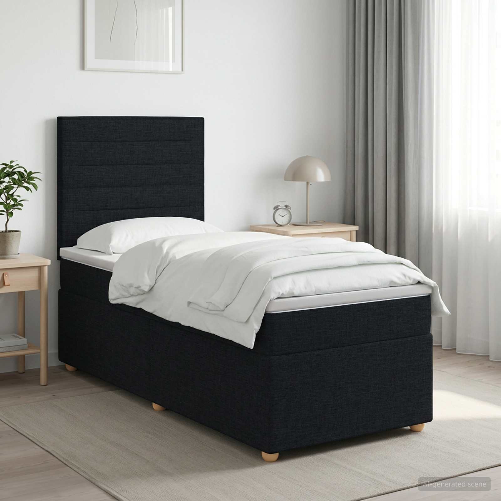Lit Boxspring Avec Matelas Tissu
