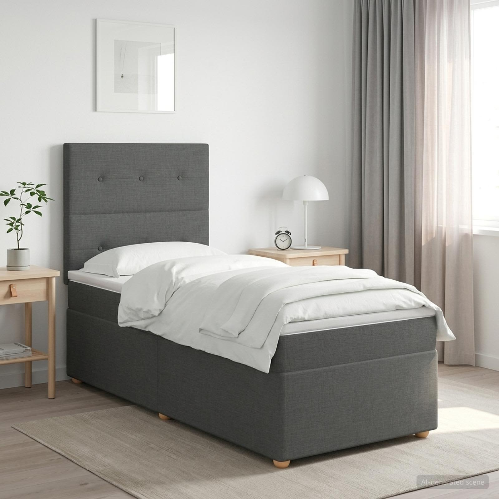 Lit Boxspring Avec Matelas Tissu