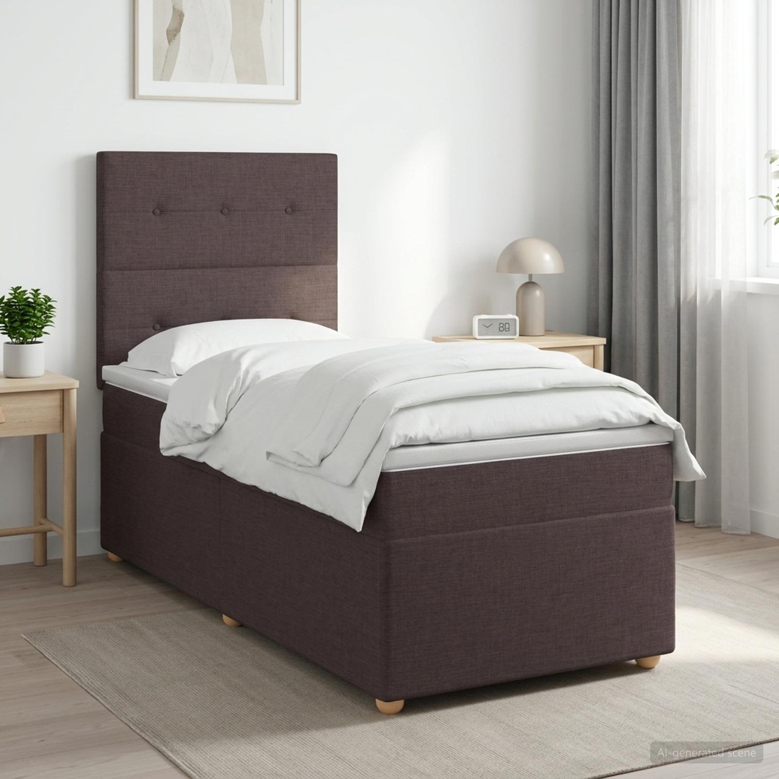 Lit Boxspring Avec Matelas Tissu
