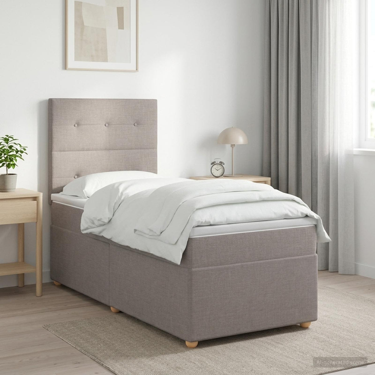 Lit Boxspring Avec Matelas Tissu