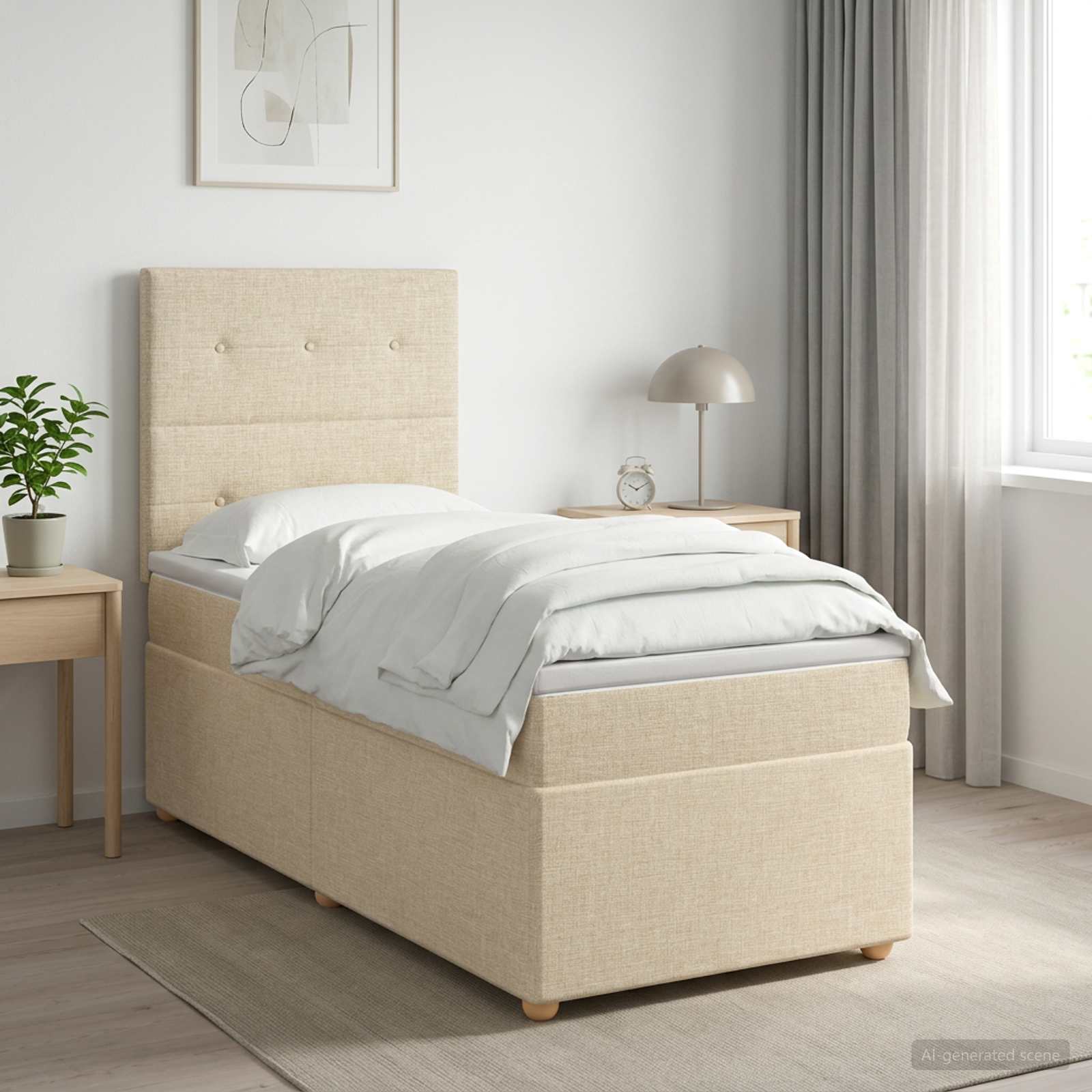 Lit Boxspring Avec Matelas Tissu