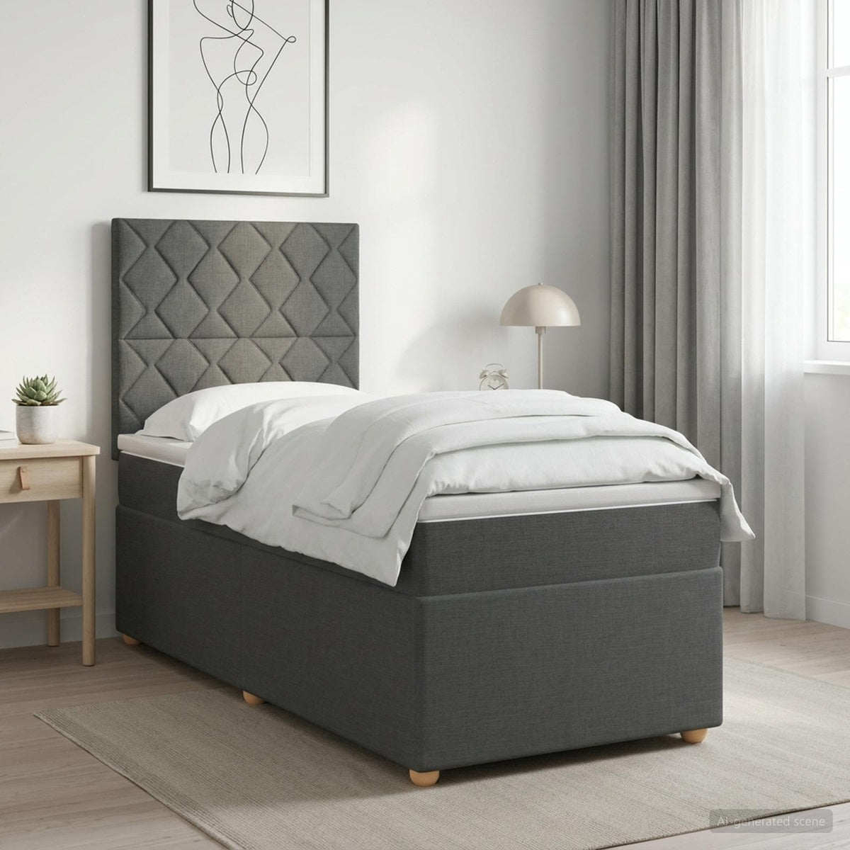 Lit Boxspring Avec Matelas Tissu