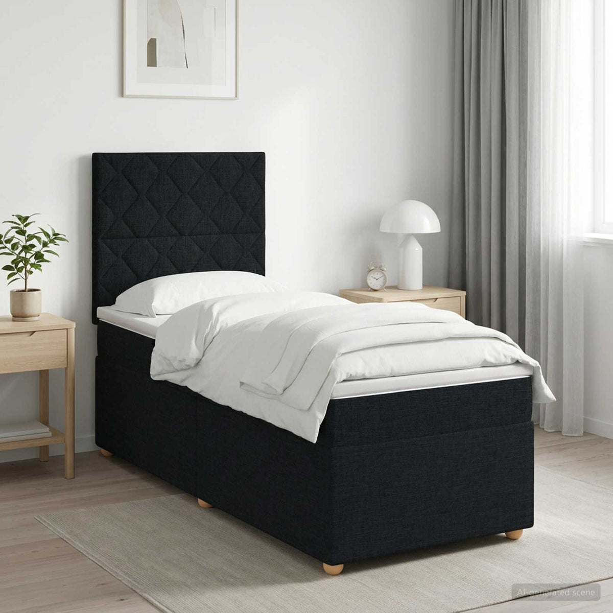 Lit Boxspring Avec Matelas Tissu