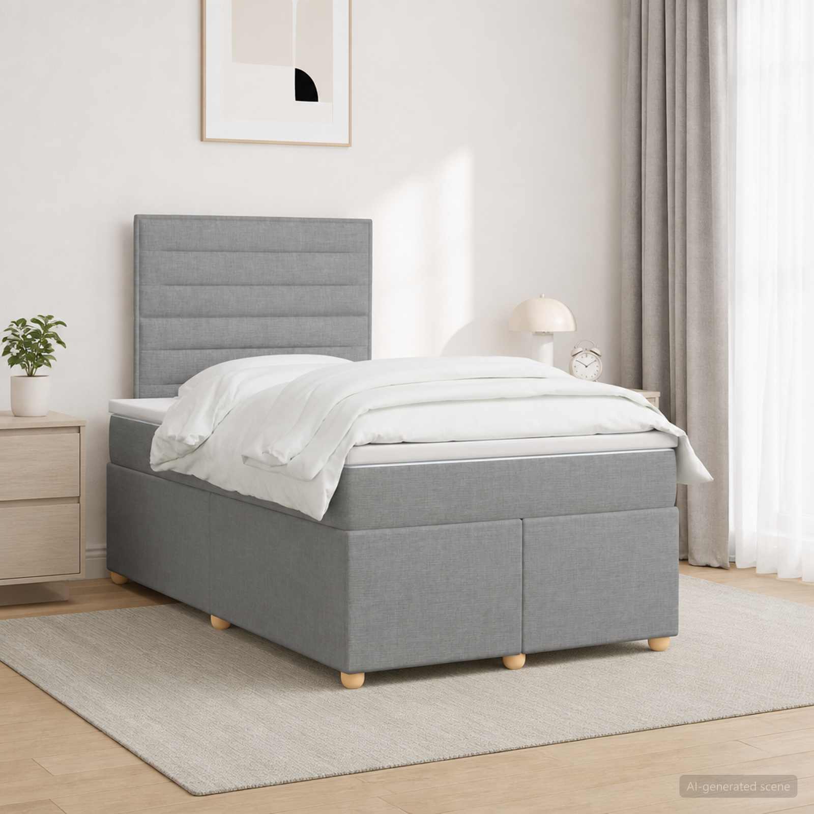 Lit Boxspring Avec Matelas Tissu