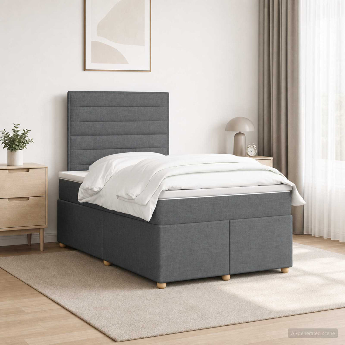 Lit Boxspring Avec Matelas Tissu