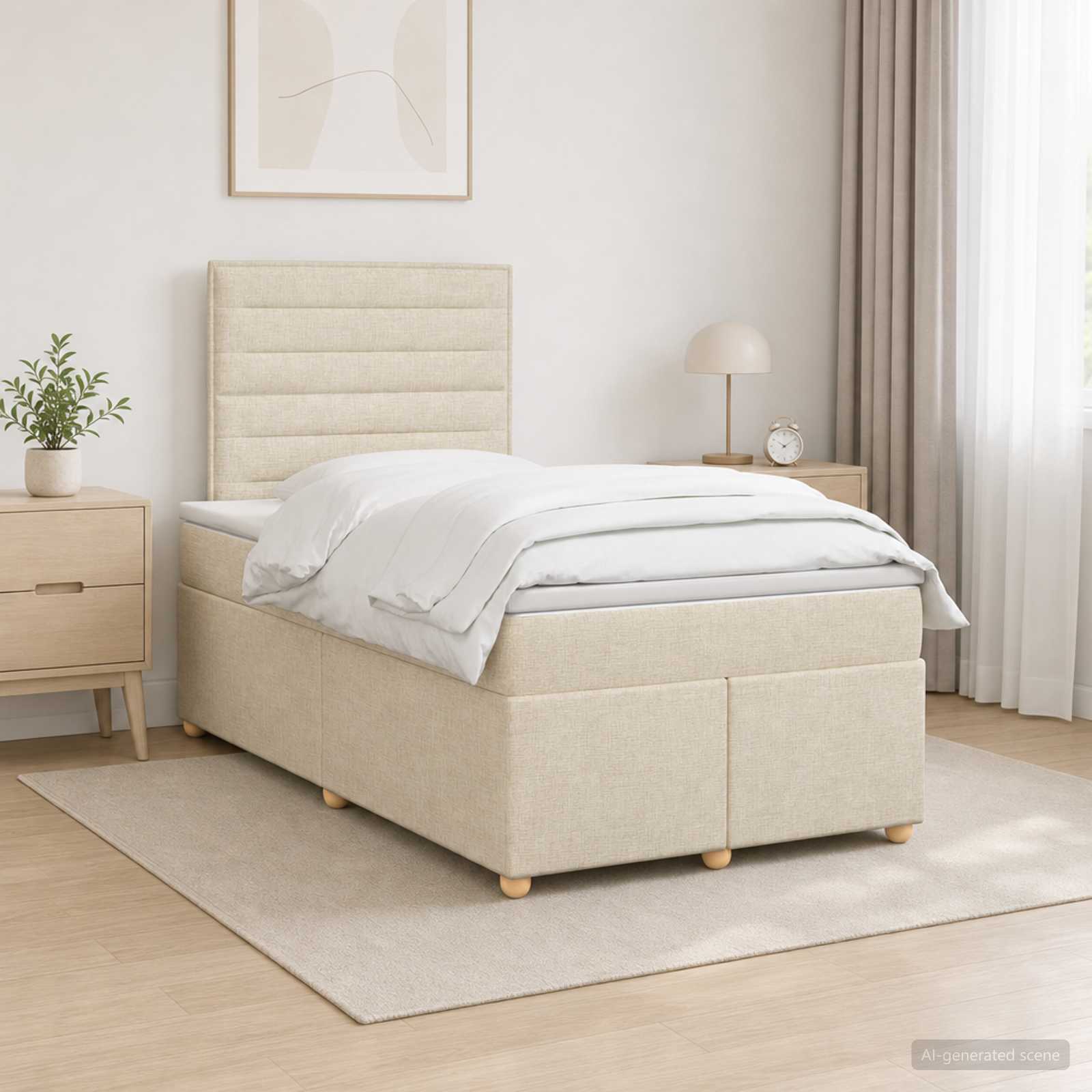Lit Boxspring Avec Matelas Tissu