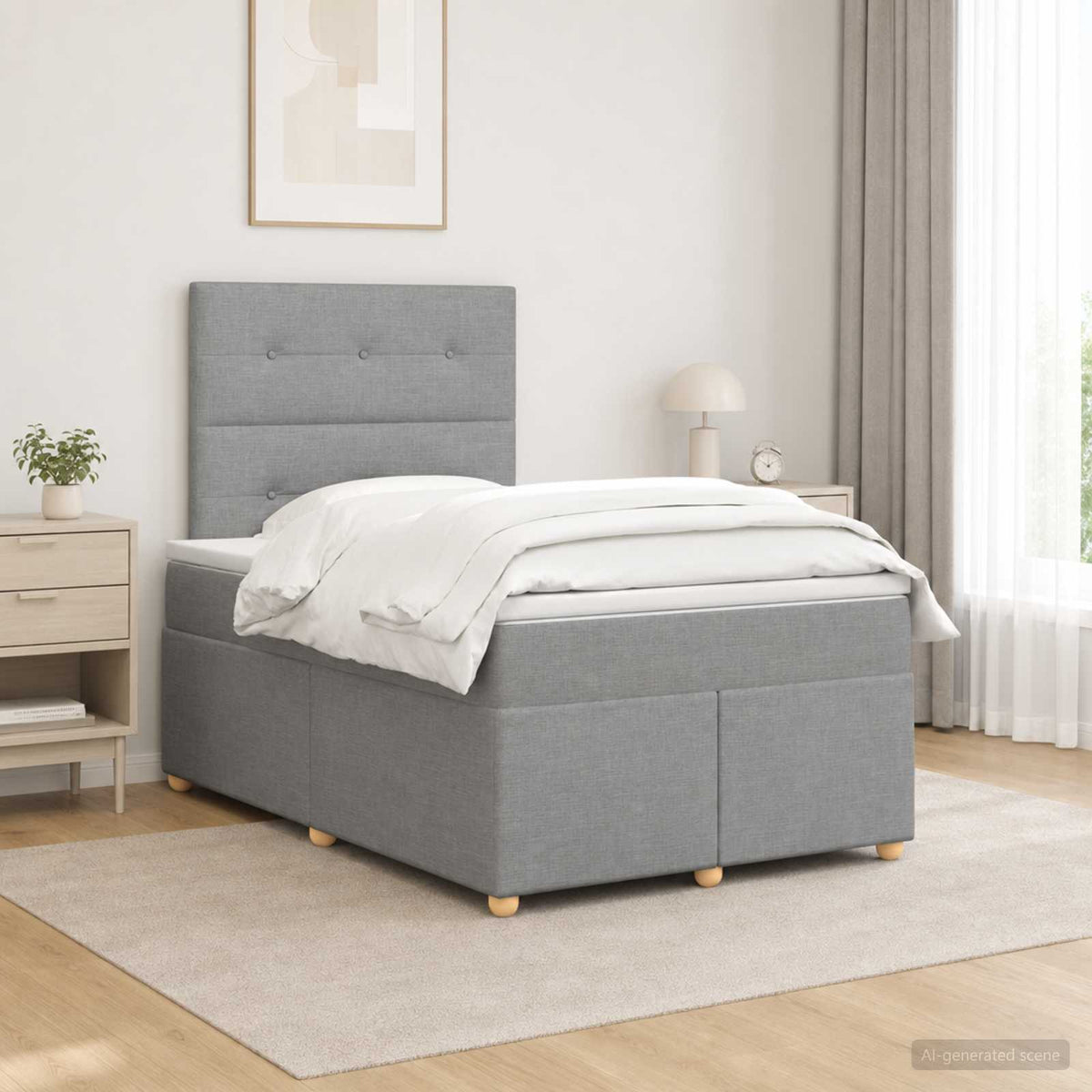 Lit Boxspring Avec Matelas Tissu