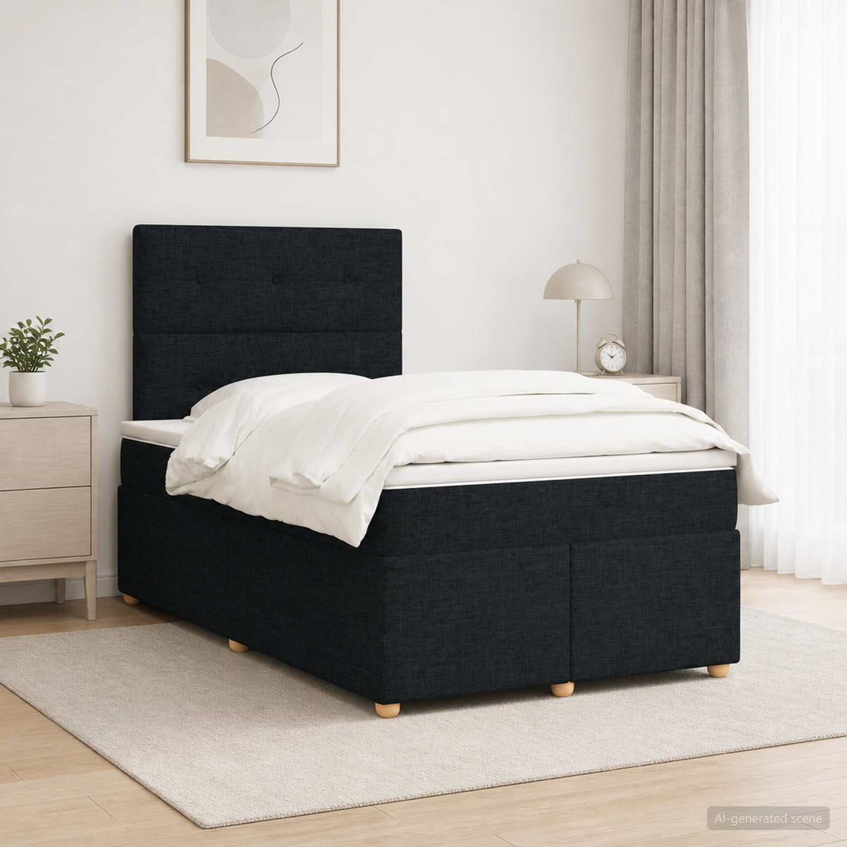 Lit Boxspring Avec Matelas Tissu