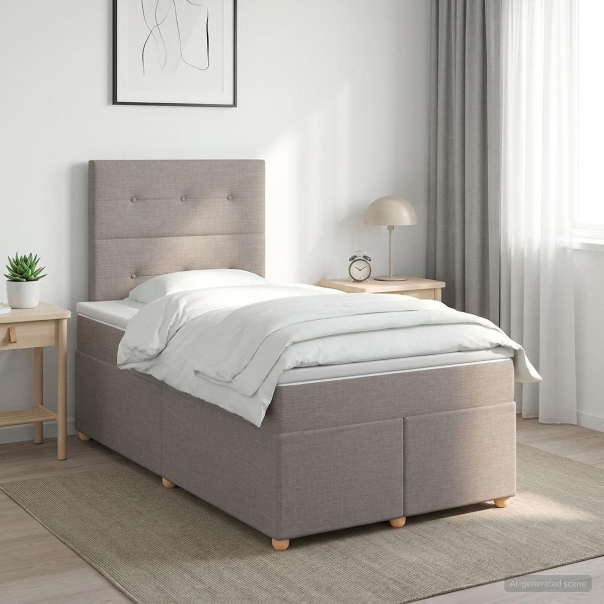 Lit Boxspring Avec Matelas Tissu