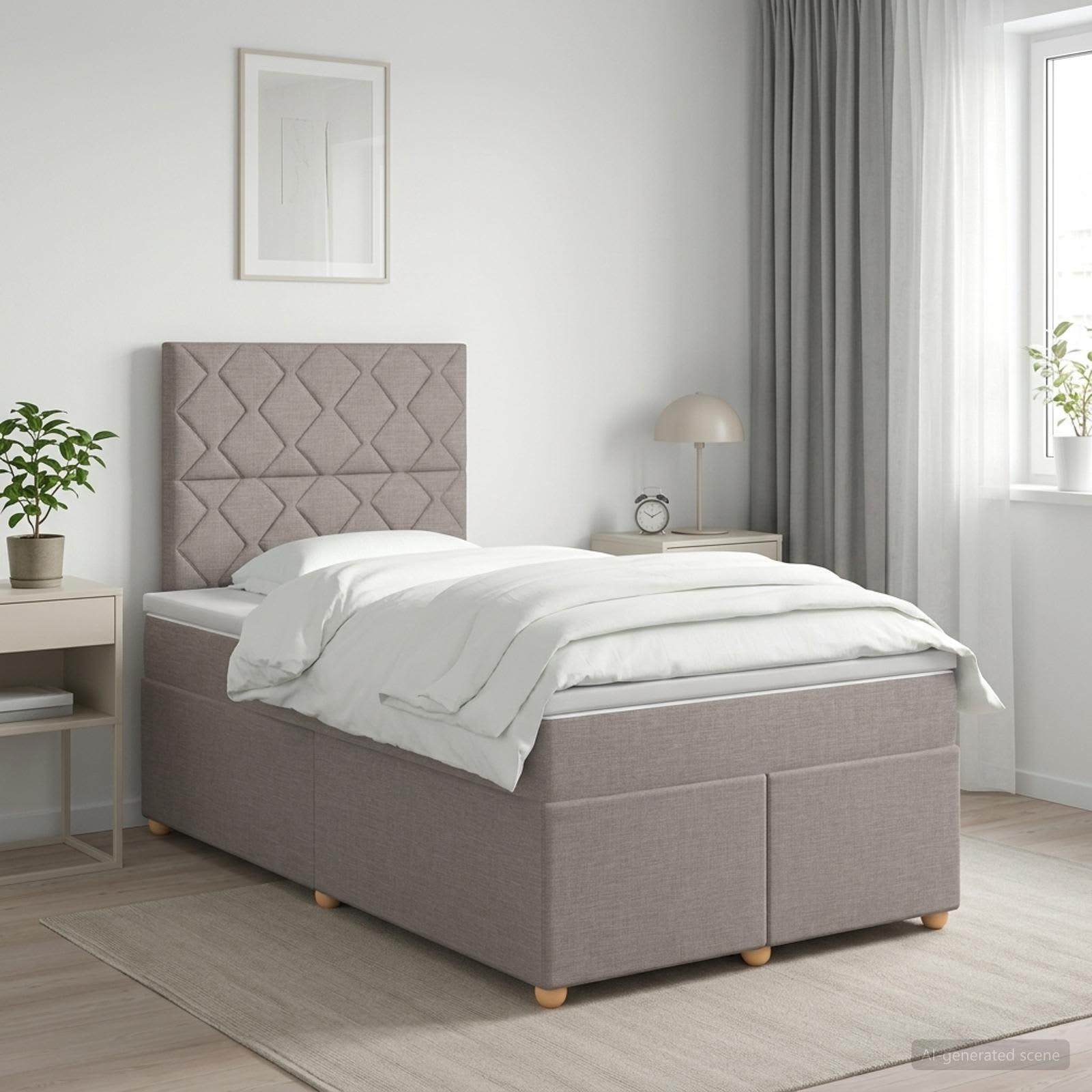 Lit Boxspring Avec Matelas Tissu