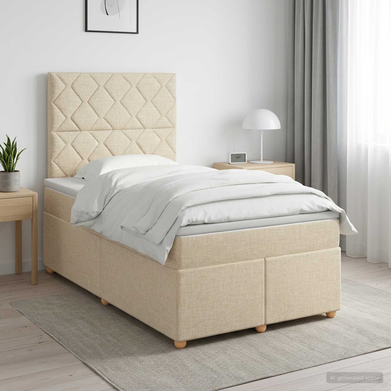 Lit Boxspring Avec Matelas Tissu